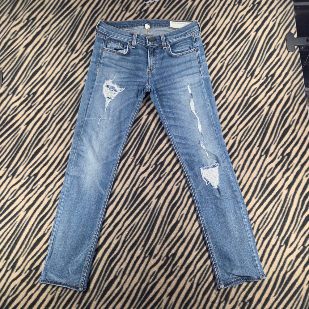 Rag & Bone Ripped Perry Skinny Jeans Medium Wash Distressed W1590K510RPE Size 25